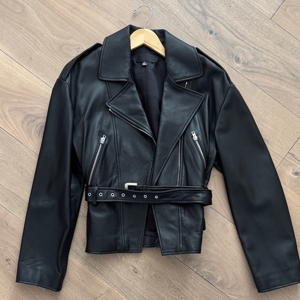 Brand New Nili Lotan Black Leather Asymmetric Moto Jacket -Never Been Worn